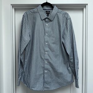Blue and White Striped Dress Shirt